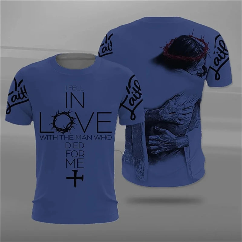 Vintage Men's Tshirts 3d Christian Jesus Print T-Shirt Summer Casual Streetwear Tops Men Clothing Short-sleeved Camisetas Homme