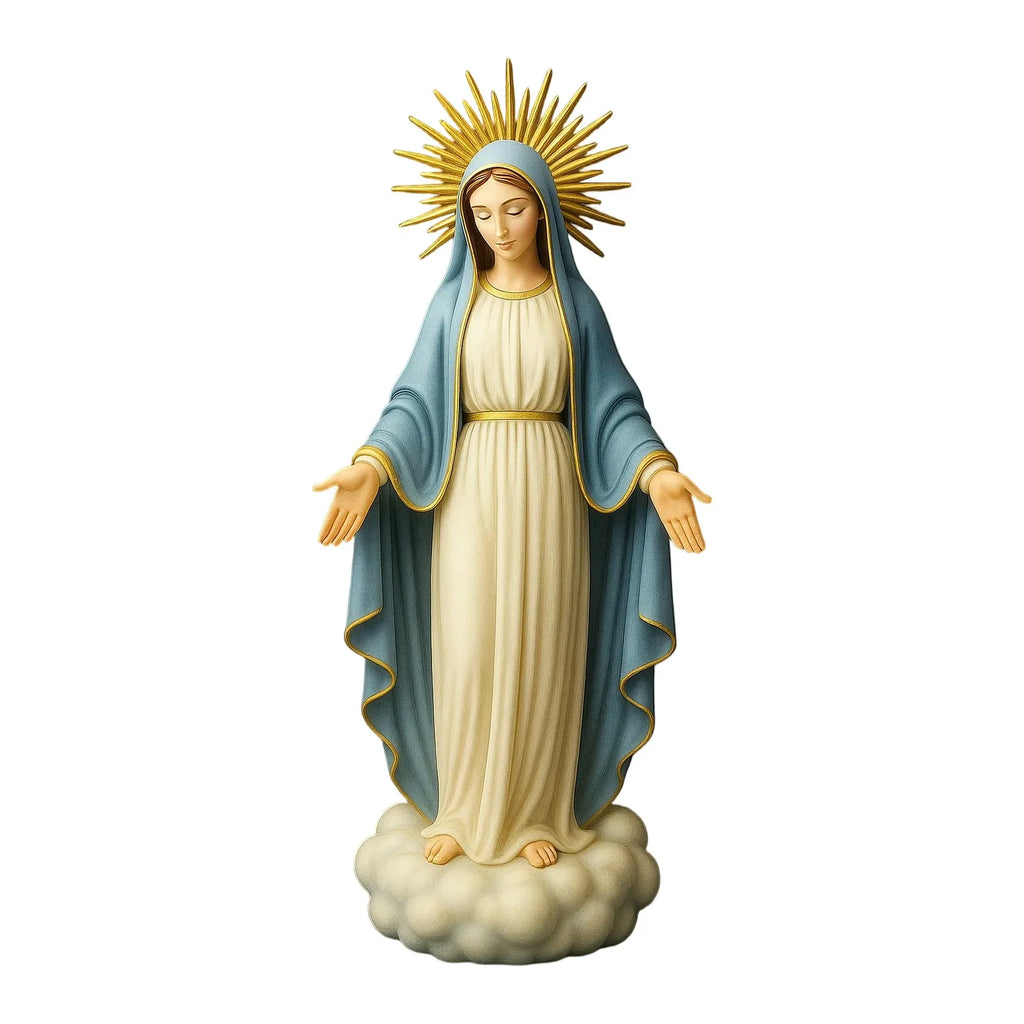 Virgin Mary Statue Religious Desktop Statue Resin Decorative Sculpture for Bookshelf Coffee Table Nightstand Bedside Display