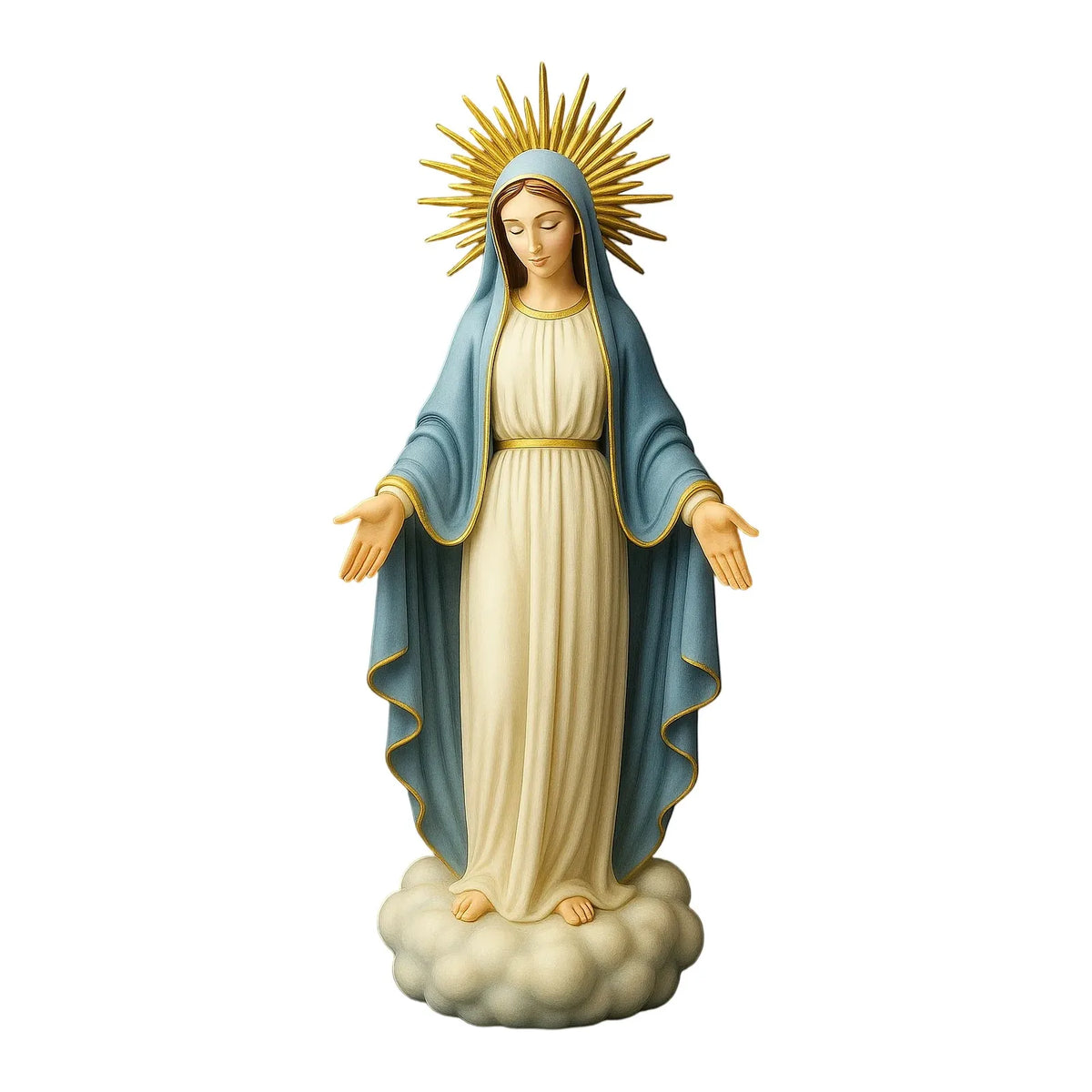 Virgin Mary Statue Religious Desktop Statue Resin Decorative Sculpture for Bookshelf Coffee Table Nightstand Bedside Display