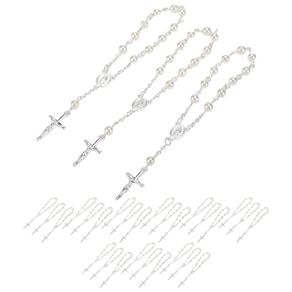 30Pcs Baptism Rosary Beads Finger Baptism Rosaries Faux for Baptism Favors Favors Communion Favors