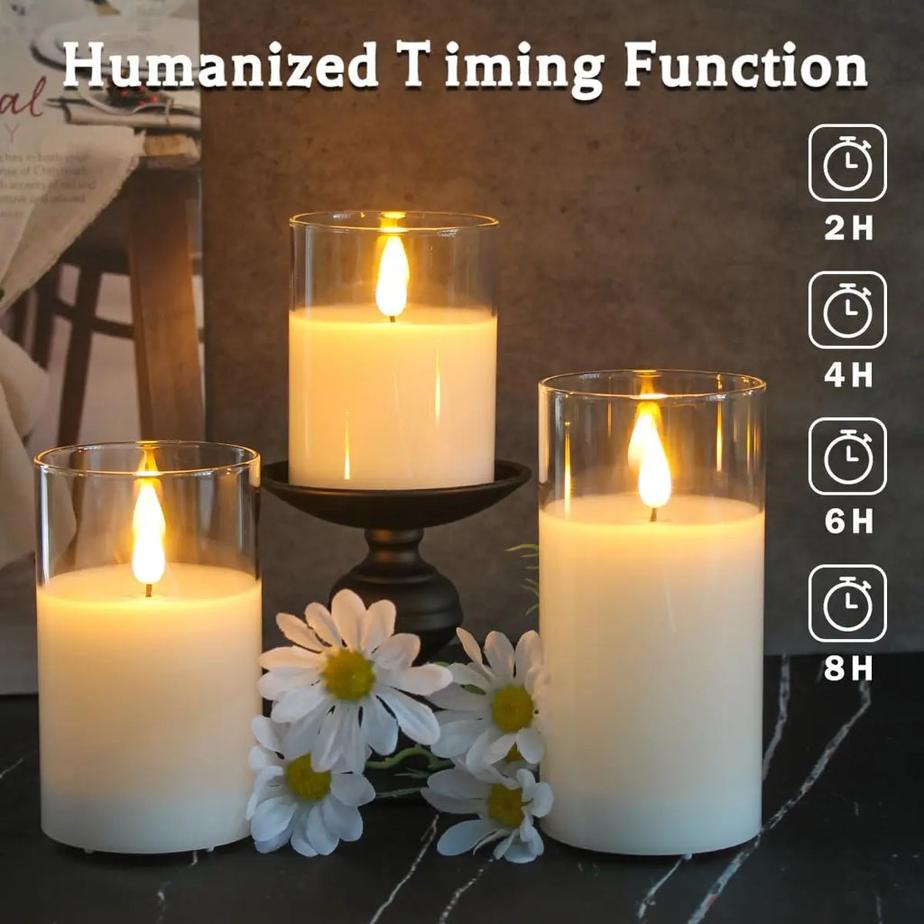 LED Flameless Candles with Remote Timer Realistic Flickering Flame Acrylic Candle Battery Powered for Christmas Wedding Decor
