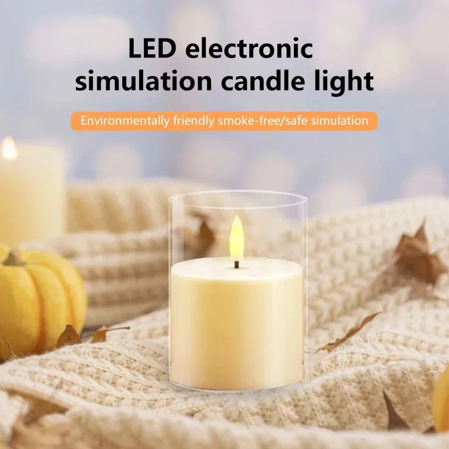LED Flameless Candles with Remote Timer Realistic Flickering Flame Acrylic Candle Battery Powered for Christmas Wedding Decor