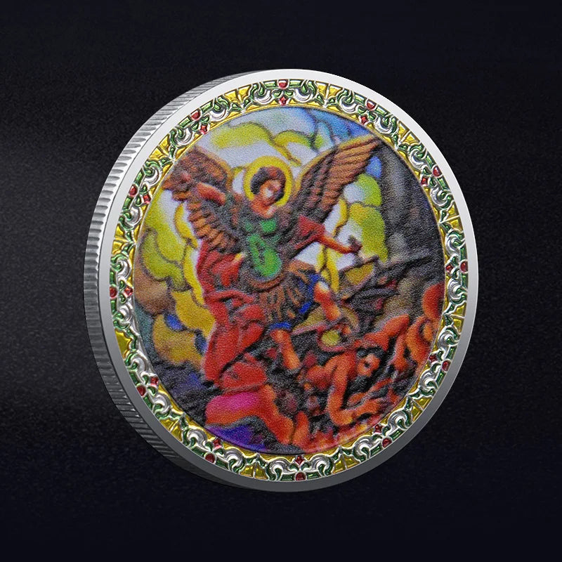 Saint Michael Challenge Coin Angel Metal Medal Craft Home Decoration Commemorative Coin Collection Gift