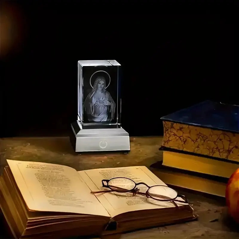 Crystal Virgin Mary Statue with LED Light,Gift for Girlfriend, Wife, Mother, Birthday, Mother'S Day, Christmas, Valentine'S Day