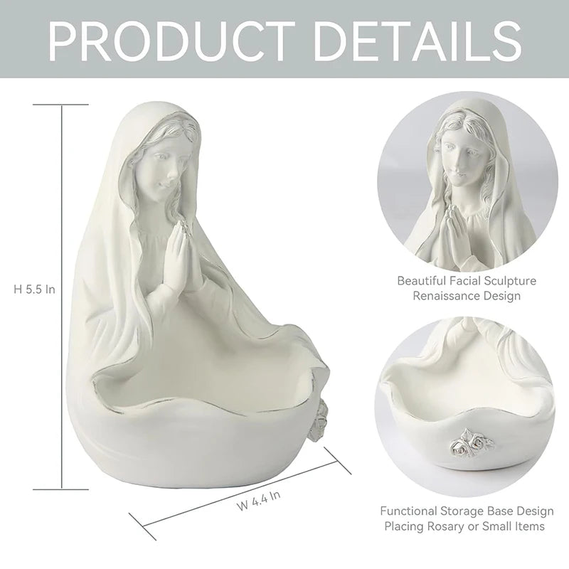 Our Lady of Grace Virgin Mary Resin Structure, Ideal Rosary Holder with Aesthetic Home Decor Item