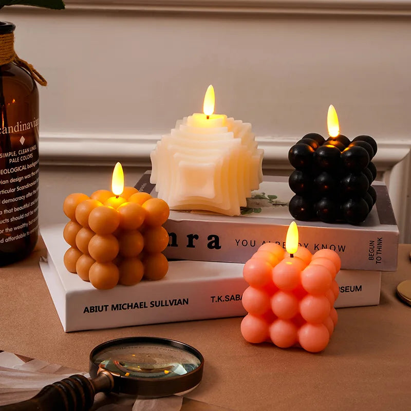 safe flameless Electronic candle Christmas wedding party luxury Led candles with batteries home decoration fake cube candles