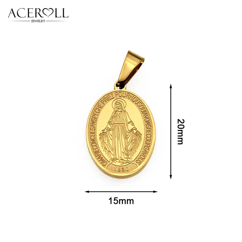 ACEROLL Stainless Steel Catholic Pendant of Our Lady of Miraculous Medal
