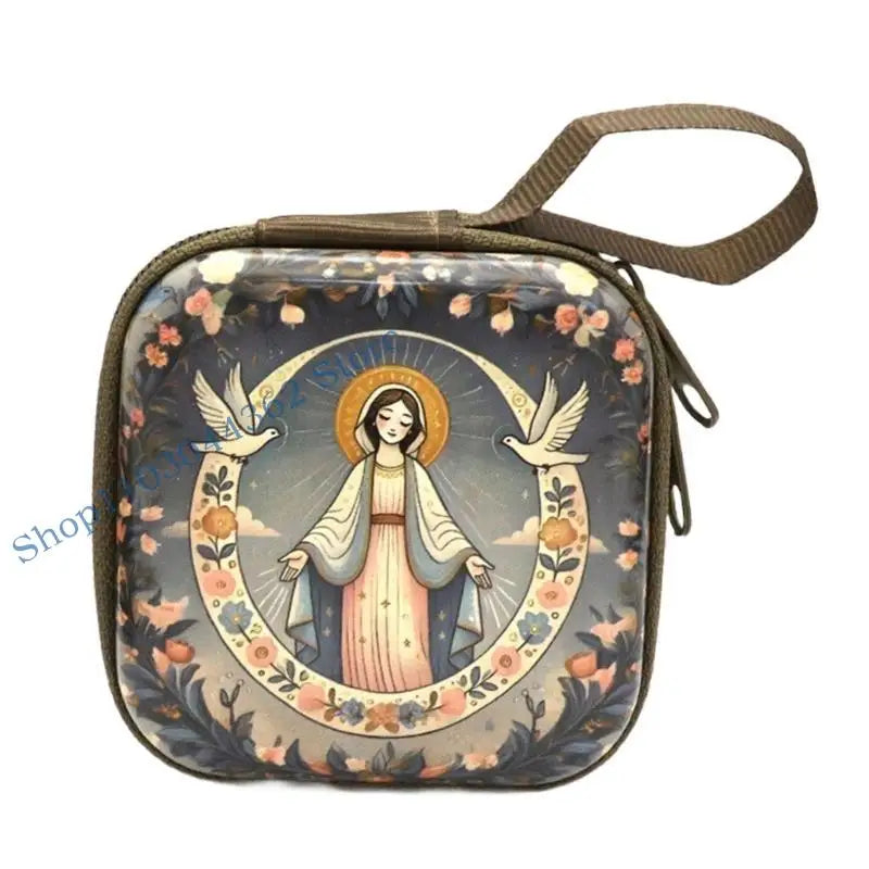 Rosary Jewelry Box Religious Trinket Storage Holders Case Religious Trinket Box Coin Purse Rosary Prayer Bag Zippers
