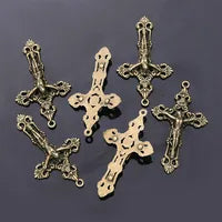 5 Pieces/Catholic Gold Plated Cross Charm Jewelry Making Supplies Christ Handmade Necklace Christ Gold Cross Accessories