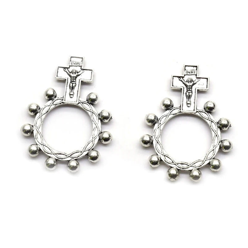 Vintage Metal Cross Rosary Ring Anello Preghiera Religious Catholic Ring Jewelry Accessries Gifts