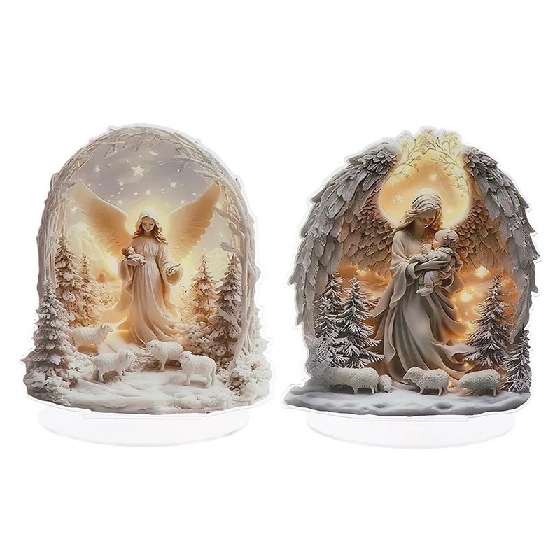 Nativity Scene Statue,2D Flat Jesus & Maria Acrylic Figurine,Home,Cafe,room,Studio,Table Ornament Christian Religion Decor