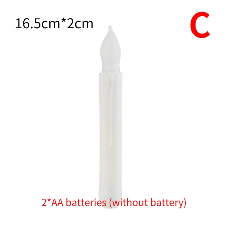 4/1PCS Long Christmas LED Candle Flameless Pointed Candle Light Battery Powered Church Flickering Candle Light Home Decoration