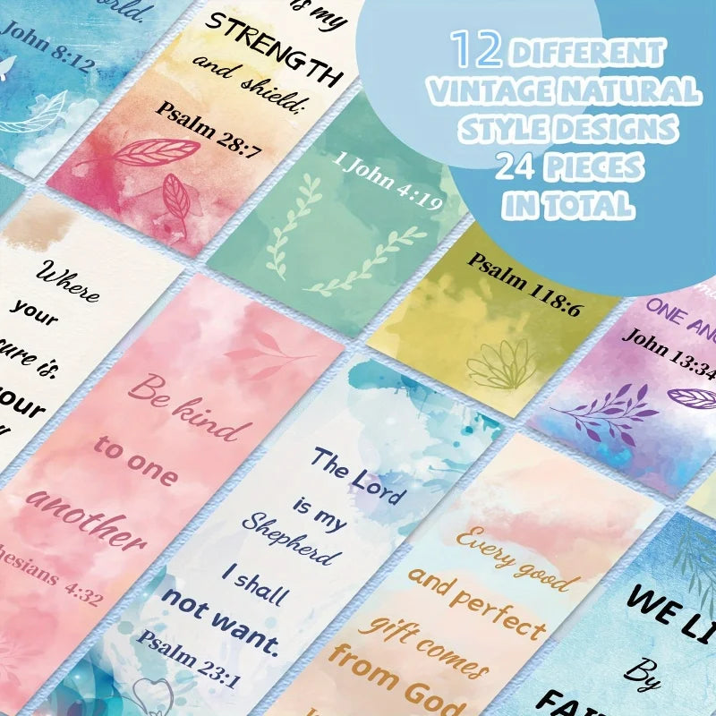 24 Pieces Bible Verses Bookmarks Watercolor Christian Bookmarks for Women Inspirational Spiritual Bible Bookmarks