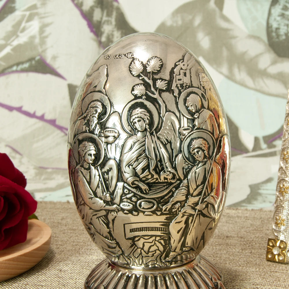 HT New Creative Design Holy Virgin Mary Statue Metal Alloy Round Shape Orthodox Catholic Church Decoration Ornament