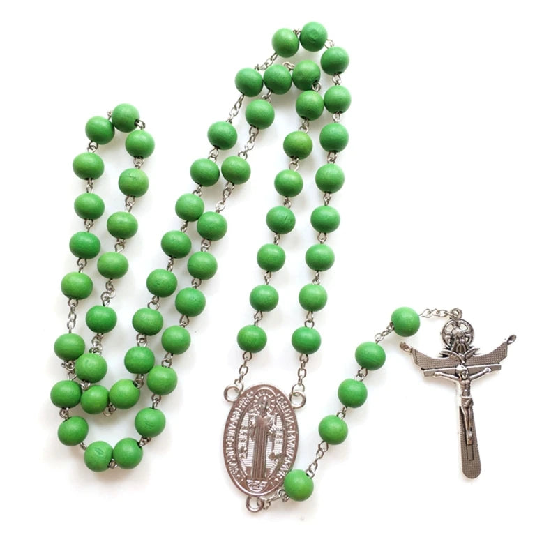 Rosary Glass Beads Catholic Necklace with Jesus Crucifix for Cross, First Communion Gifts, Confirmation Gifts for Te