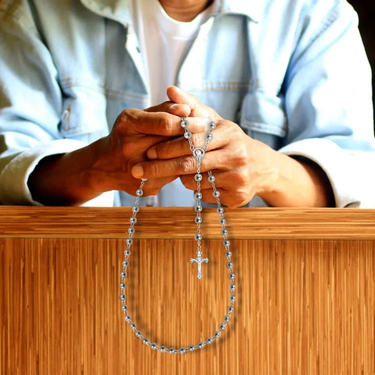 Rosary Beads Catholic Necklace Mary for Men Women Kids First Communion Long Rosary Cross Pendant Necklaces Metal Gift Box New