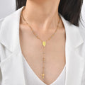Rosary Virgin Cross Drop Y-shaped Necklace for Women,Stainless Steel Link Bead Chain Prayer Necklaces,Mary Jewelry Gift