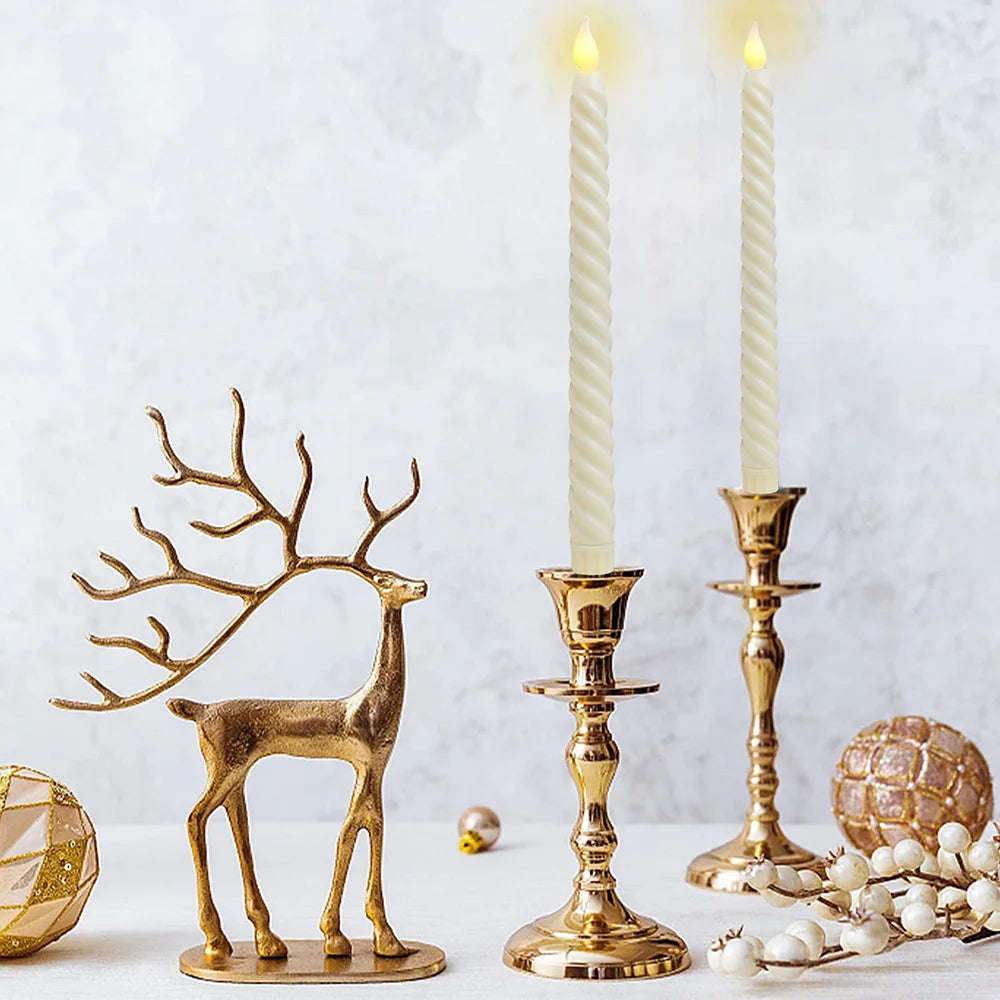 LED Flameless Taper Candles Lights Window Decorative Christmas Candles Lamp Electric Long Candles 3D-Wick Flameless Candlesticks