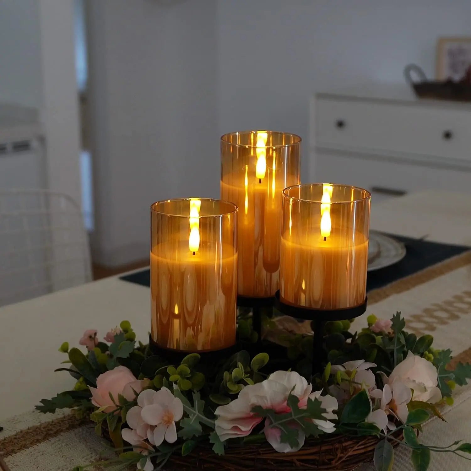 LED Flameless Candles with Remote Timer Realistic Flickering Flame Acrylic Candle Battery Powered for Christmas Wedding Decor