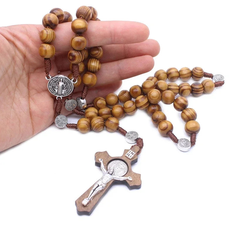 Rosary Catholic Rosary Handmade Wooden Cross Religious Car Ornaments