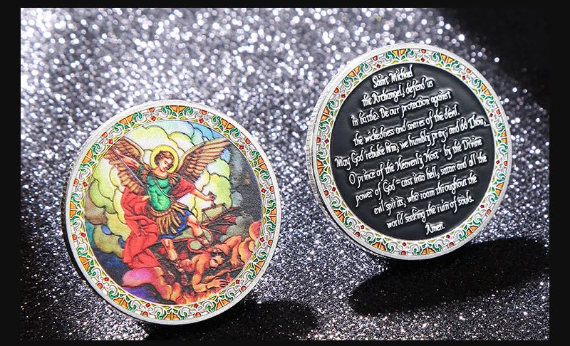 Saint Michael Challenge Coin Angel Metal Medal Craft Home Decoration Commemorative Coin Collection Gift