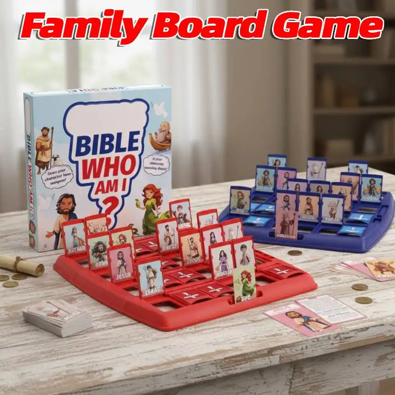 Bible Who I Am Portable Board Game 24 Holy Bible Characters Family Fun Card Guessing Game Fun Board Game with Life Story Cards