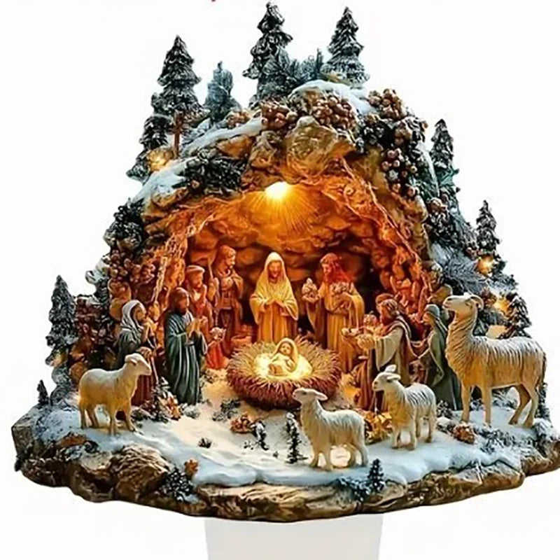 Nativity Scene white Statue,2D Flat Jesus Acrylic Figurine,Home,Office,Cafe,room,Studio,Table Ornament Christian Religion Decor
