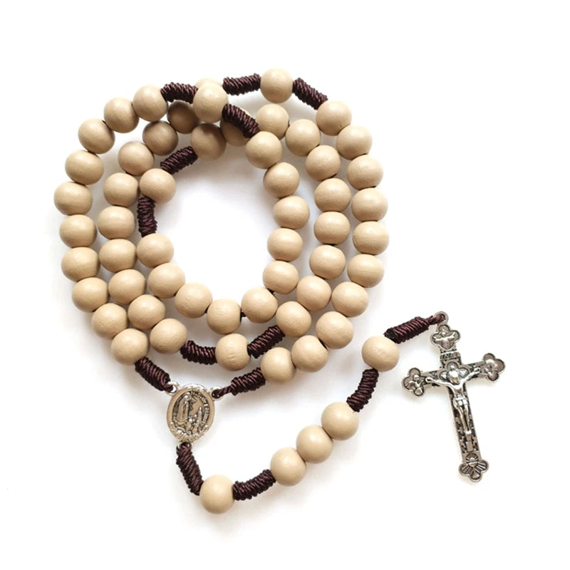 Rosary Glass Beads Catholic Necklace with Jesus Crucifix for Cross, First Communion Gifts, Confirmation Gifts for Te