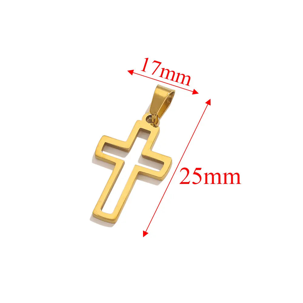 5pcs Stainless Steel Large Cross Charms For Jewelry Makings DIY Cross Necklace Pendants Jewelry Finding Religious Amulet Pendant