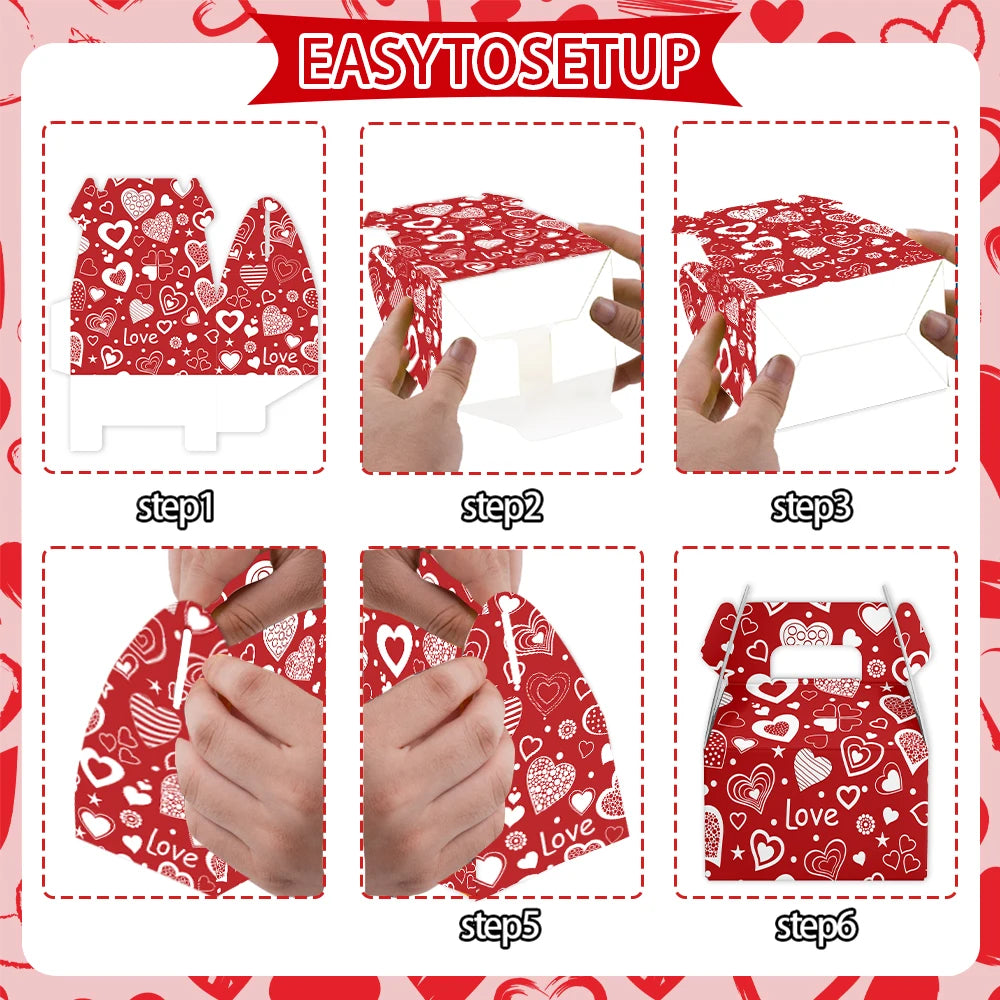 Valentine's Day Gift Bag Red Pink Candy Chocolate Packing Box Red Lip Love Printed Gift Box Valentine's Day Party Supplies Favor