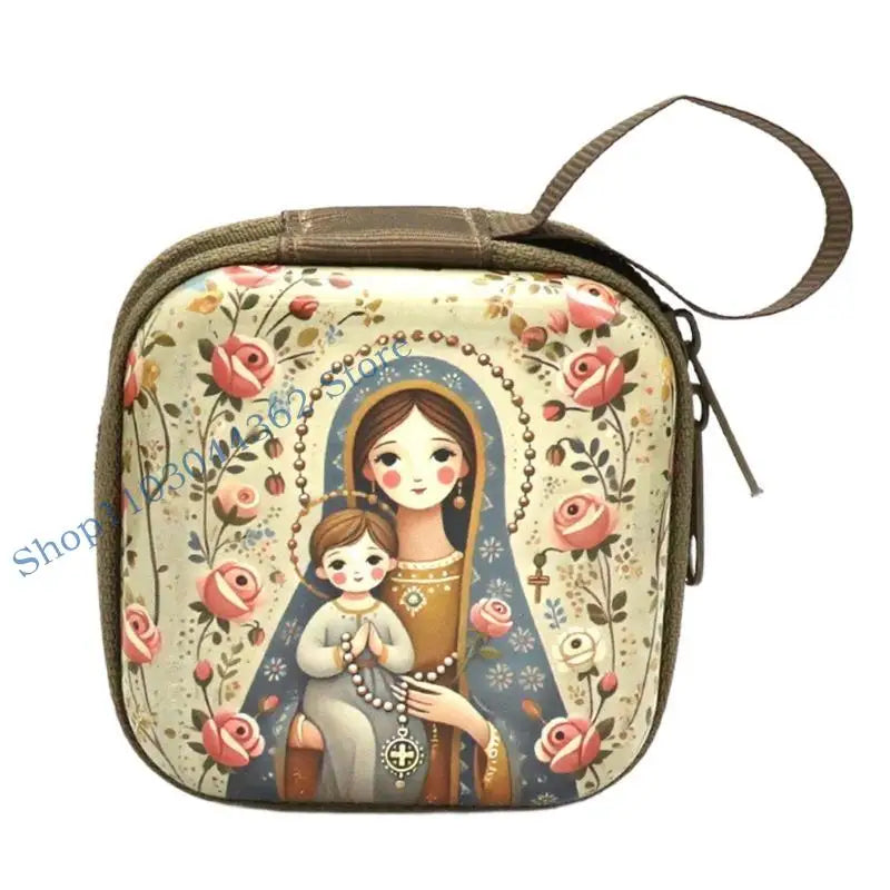 Rosary Jewelry Box Religious Trinket Storage Holders Case Religious Trinket Box Coin Purse Rosary Prayer Bag Zippers