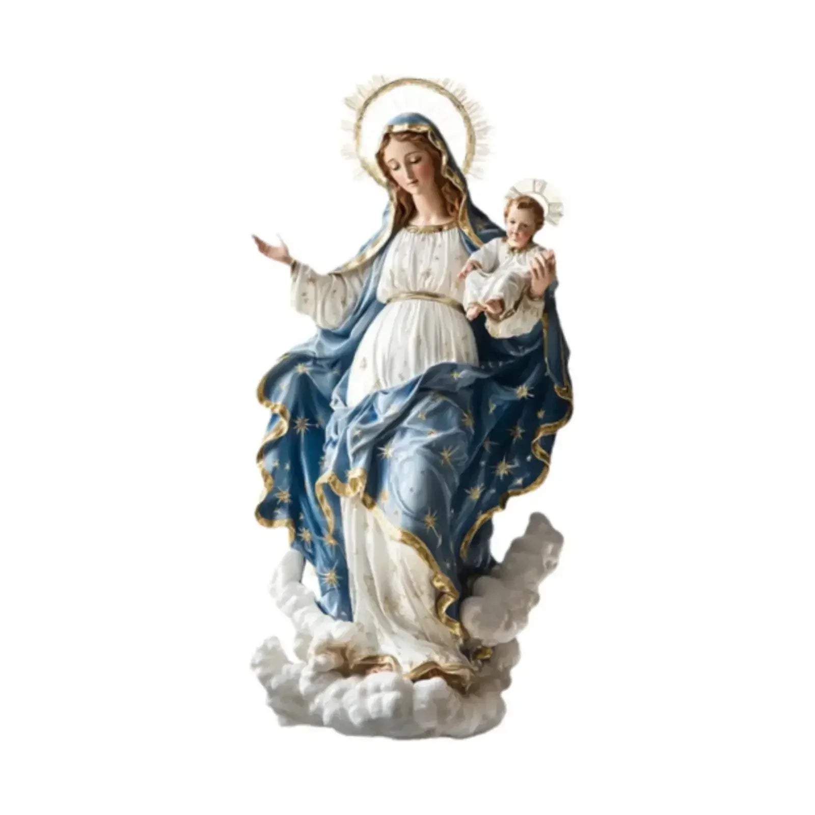 EeVirgin Mary & Infant Jesus Statue Christmas Nativity Scene Desktop Decorative Ornament