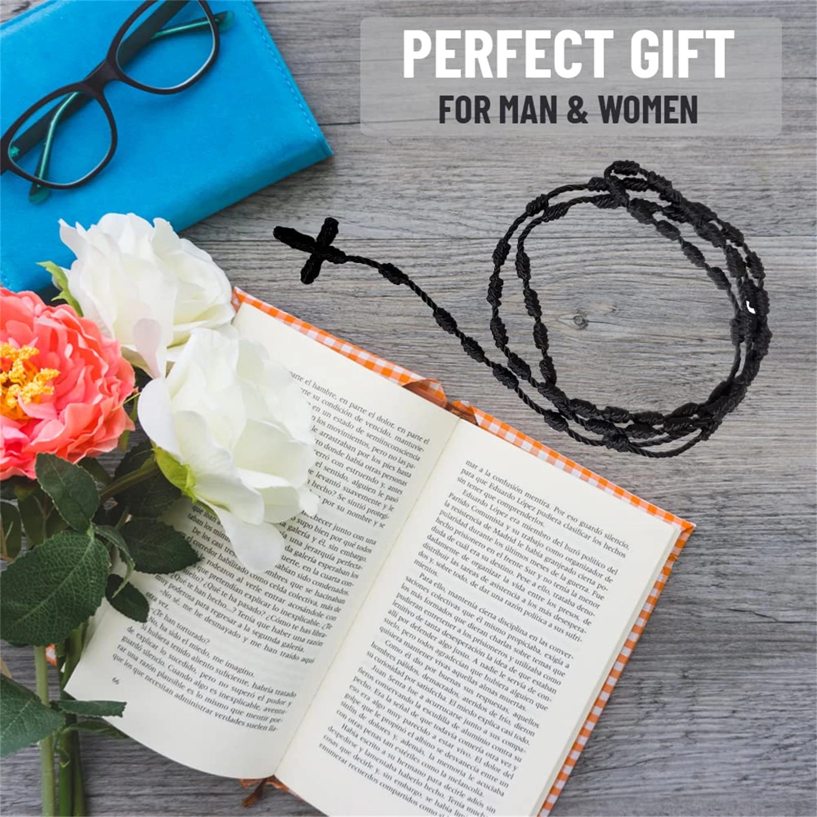 Handmade Knotted rosary with Cross Charm - Red rope rosary  necklace cord, Black thread rosary Catholic & Spiritual Prayer Gift
