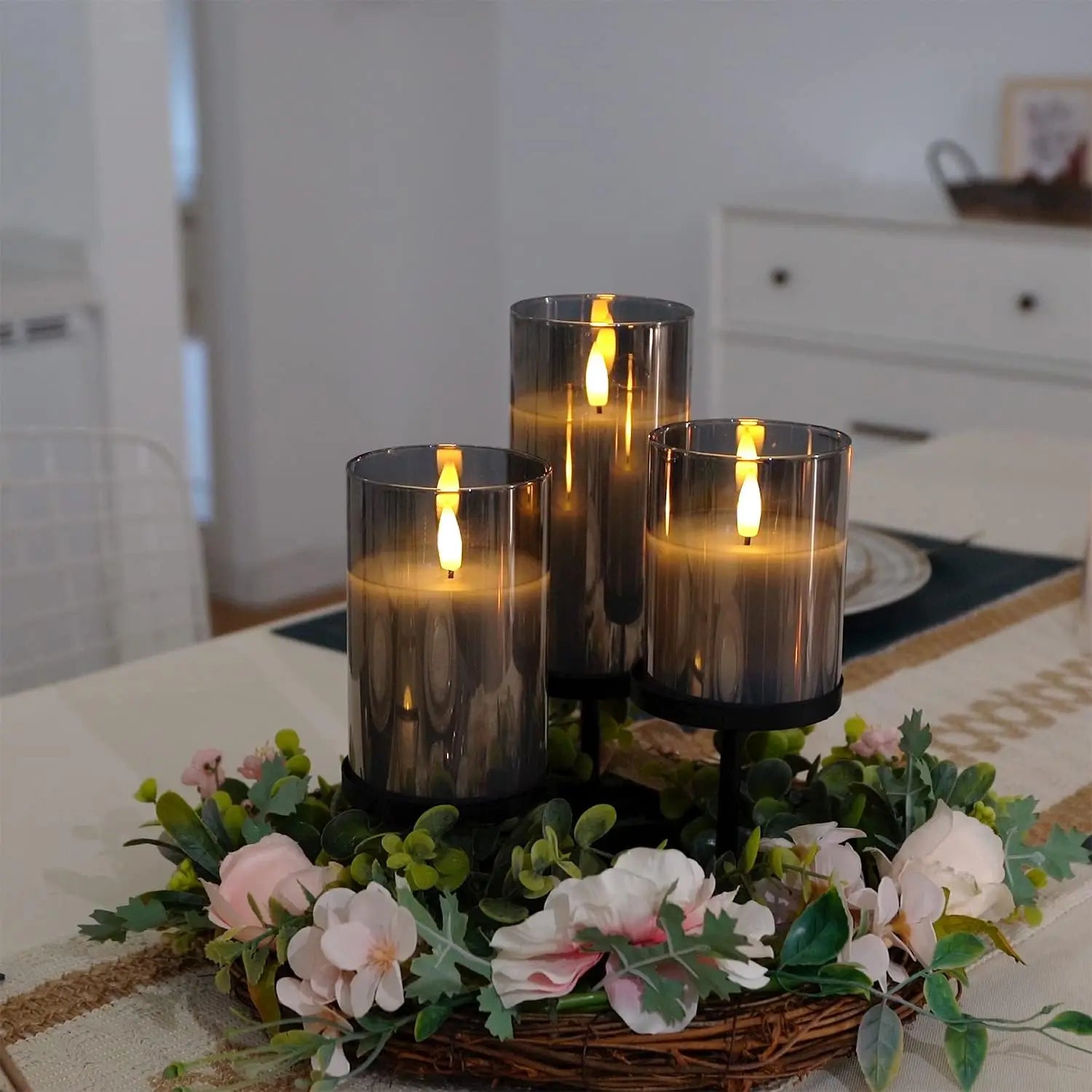LED Flameless Candles with Remote Timer Realistic Flickering Flame Acrylic Candle Battery Powered for Christmas Wedding Decor