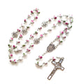Rosary Glass Beads Catholic Necklace with Jesus Crucifix for Cross, First Communion Gifts, Confirmation Gifts for Te