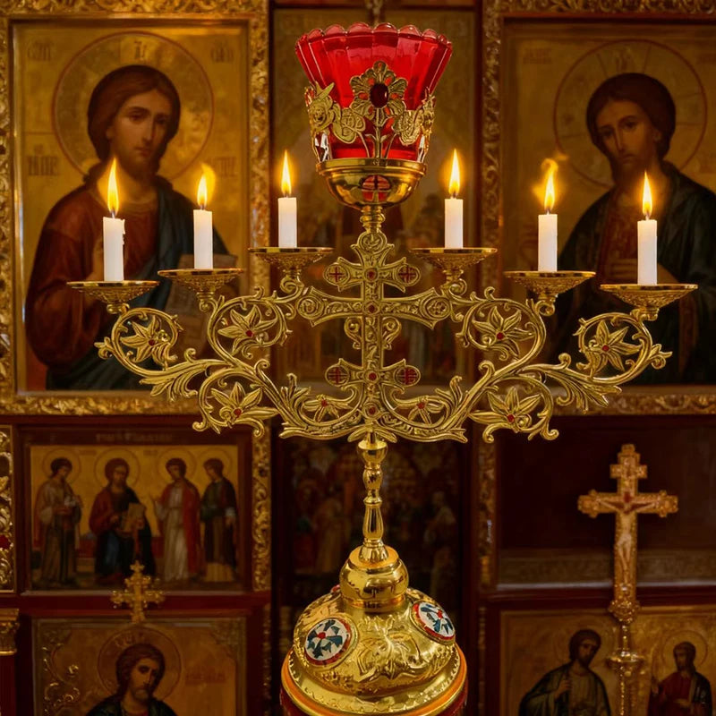 New Gilded candle holders churches religious sacraments Eastern Orthodox Jesus churches ceremonial items Christmas decorations