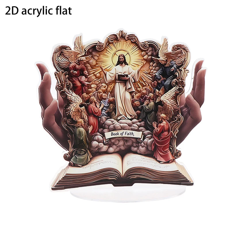 Nativity Scene Statue,2D Flat Jesus & Maria Acrylic Figurine,Home,Cafe,room,Studio,Table Ornament Christian Religion Decor