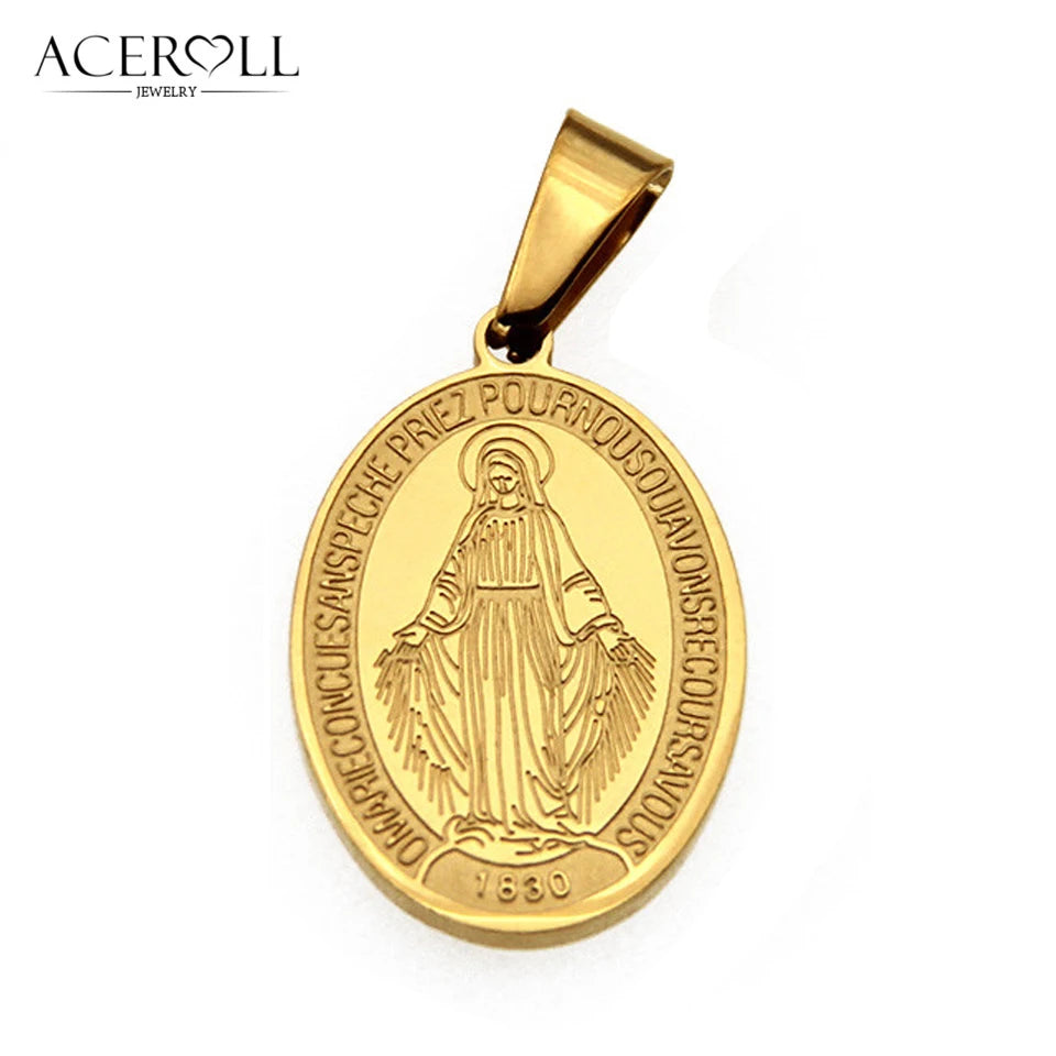 ACEROLL Stainless Steel Catholic Pendant of Our Lady of Miraculous Medal