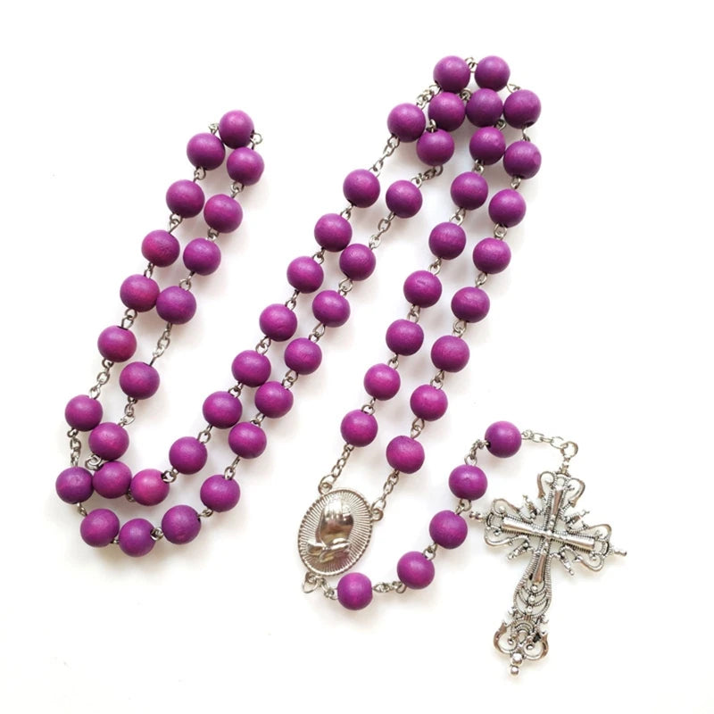 Rosary Glass Beads Catholic Necklace with Jesus Crucifix for Cross, First Communion Gifts, Confirmation Gifts for Te