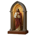 Jesus Statue Virgin Mary Resin Ornament 6" Figurine with Light Ideal Religious Gift for Baptisms Communions Wedding