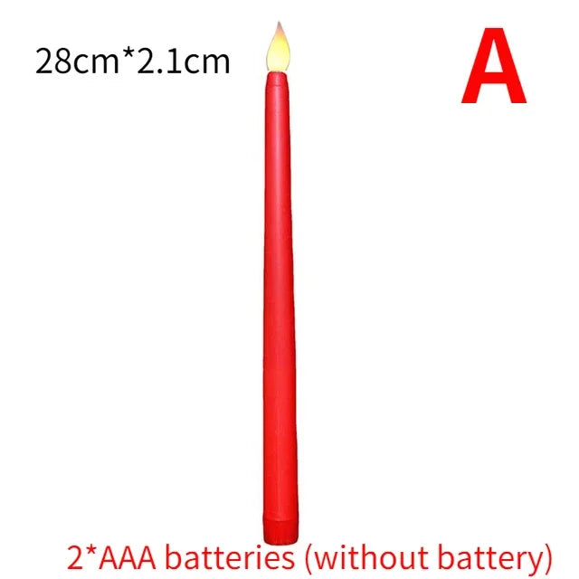 4/1PCS Long Christmas LED Candle Flameless Pointed Candle Light Battery Powered Church Flickering Candle Light Home Decoration