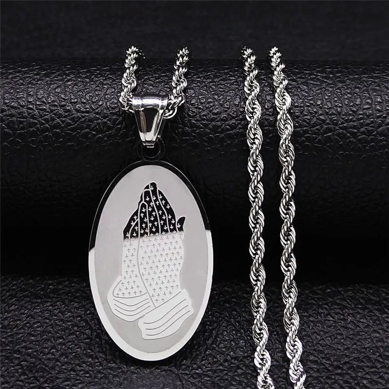 The Virgin Mary Stainless Steel Necklace Jewerly Our Lady of Guadalupe Virgin Girls Necklace Icon Medal Jewelry collares hombre