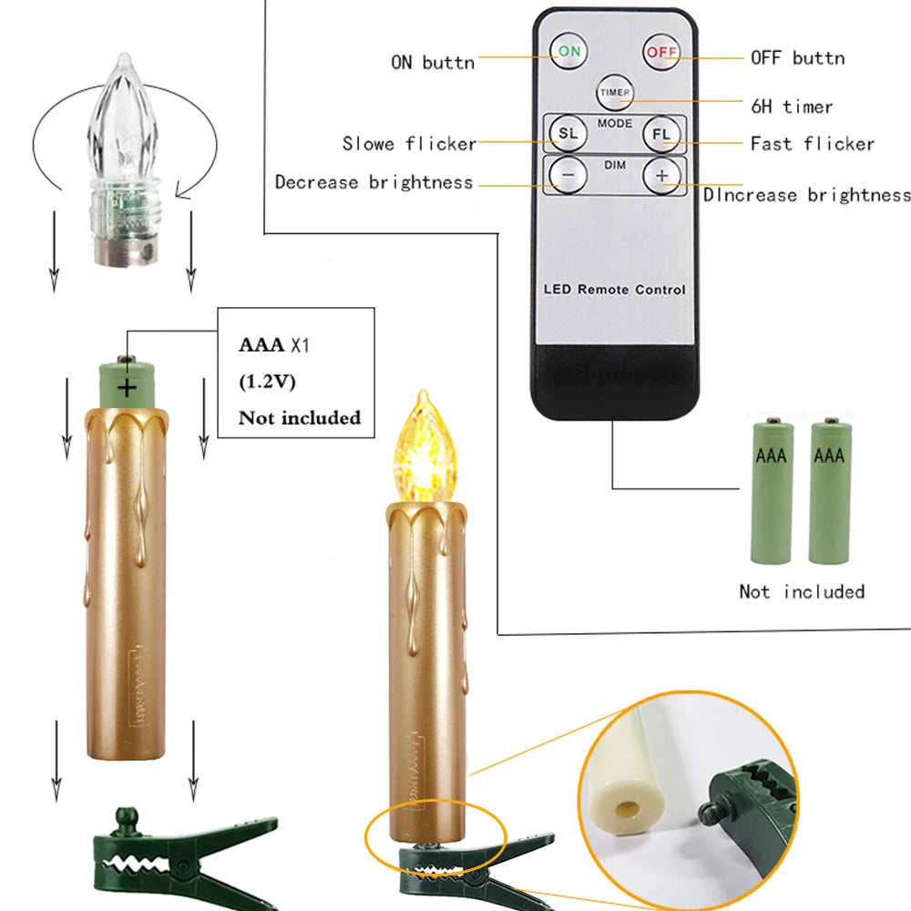 LED Candle Realistic Flickering Flame with Remote Timer Golden for Christmas Gift Set Home Decor Centerpiece Wedding Viral Decor
