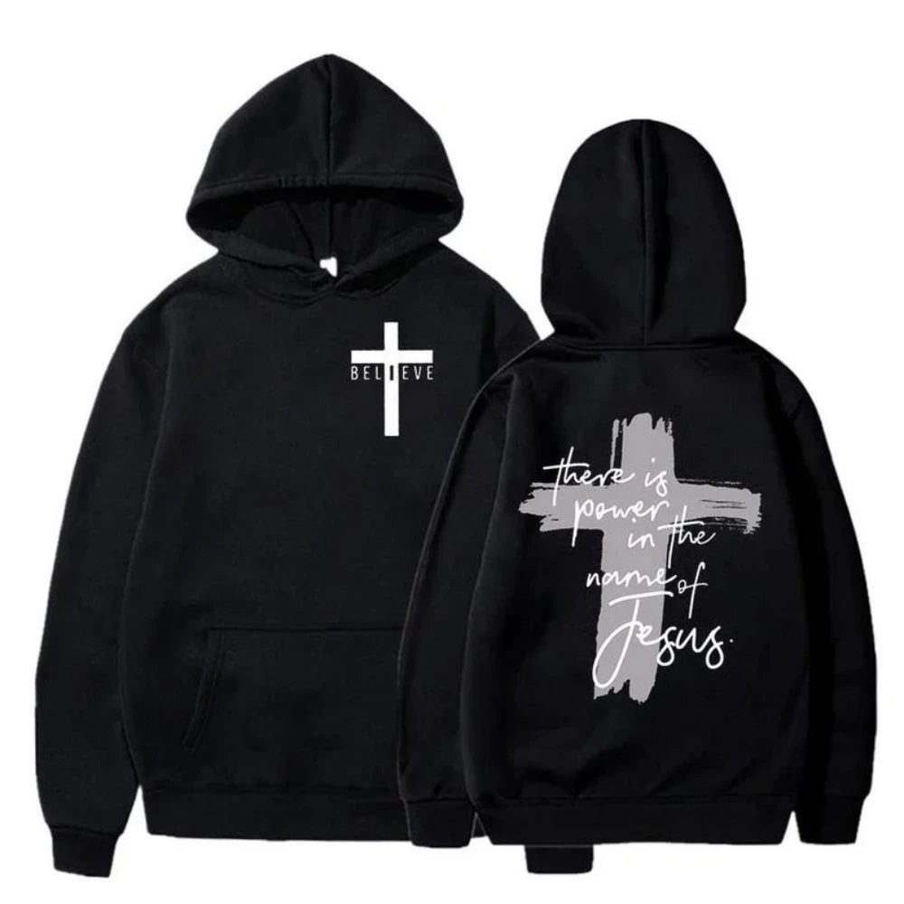 God Is Good Christian Faith Essential Woman Hoodies There Is Power in The Name of Jesus Graphic Hoodie Fashion Streetwear