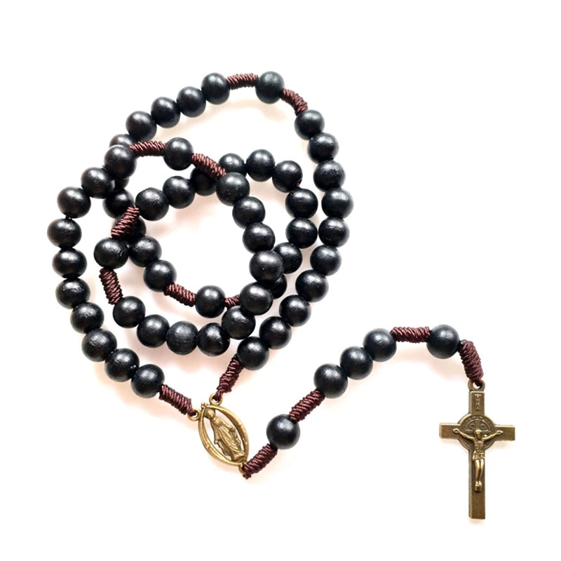 Rosary Glass Beads Catholic Necklace with Jesus Crucifix for Cross, First Communion Gifts, Confirmation Gifts for Te