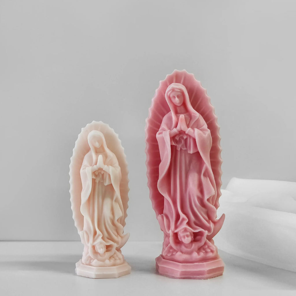Blessed Virgin Mary Portrait Silicone Candle Mold 3D Prayer Madonna Statue Resin Plaster Making Tool Handmade Kit Home Decor