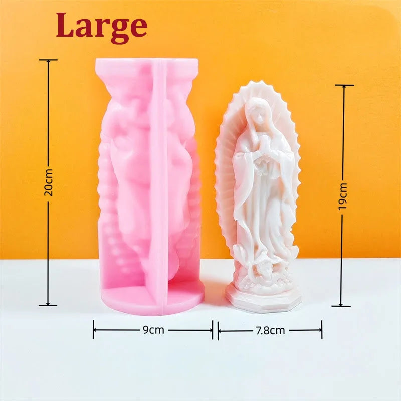 Blessed Virgin Mary Portrait Silicone Candle Mold 3D Prayer Madonna Statue Resin Plaster Making Tool Handmade Kit Home Decor