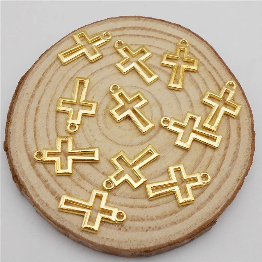 50PCS 11*17mm Alloy Small Hollow Cross Charms Necklace Pendant Jewelry Making Handmade Bracelet Earings Decor Crafts Accessory