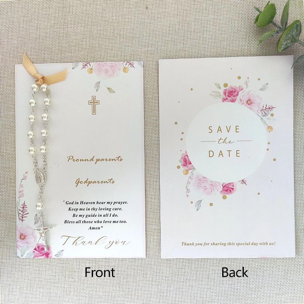 20/10pcs Baptism favor cards with rosaries Birthday Baptism Communion Christening Decor for your New born
