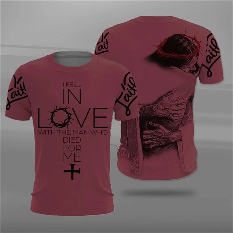 Vintage Men's Tshirts 3d Christian Jesus Print T-Shirt Summer Casual Streetwear Tops Men Clothing Short-sleeved Camisetas Homme